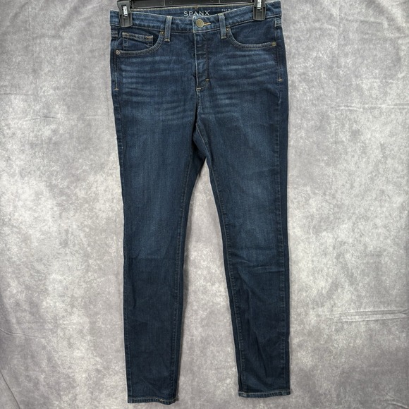 Spanx Jeans Womens 29 Slim X Skinny Dark Blue Wash Stretch - Picture 2 of 7